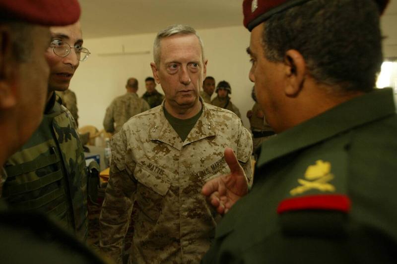 FG.fallouja.5.2.f.RLFallouja, Iraq U.S. Marine Major General James Mattis, center, talks with Ir